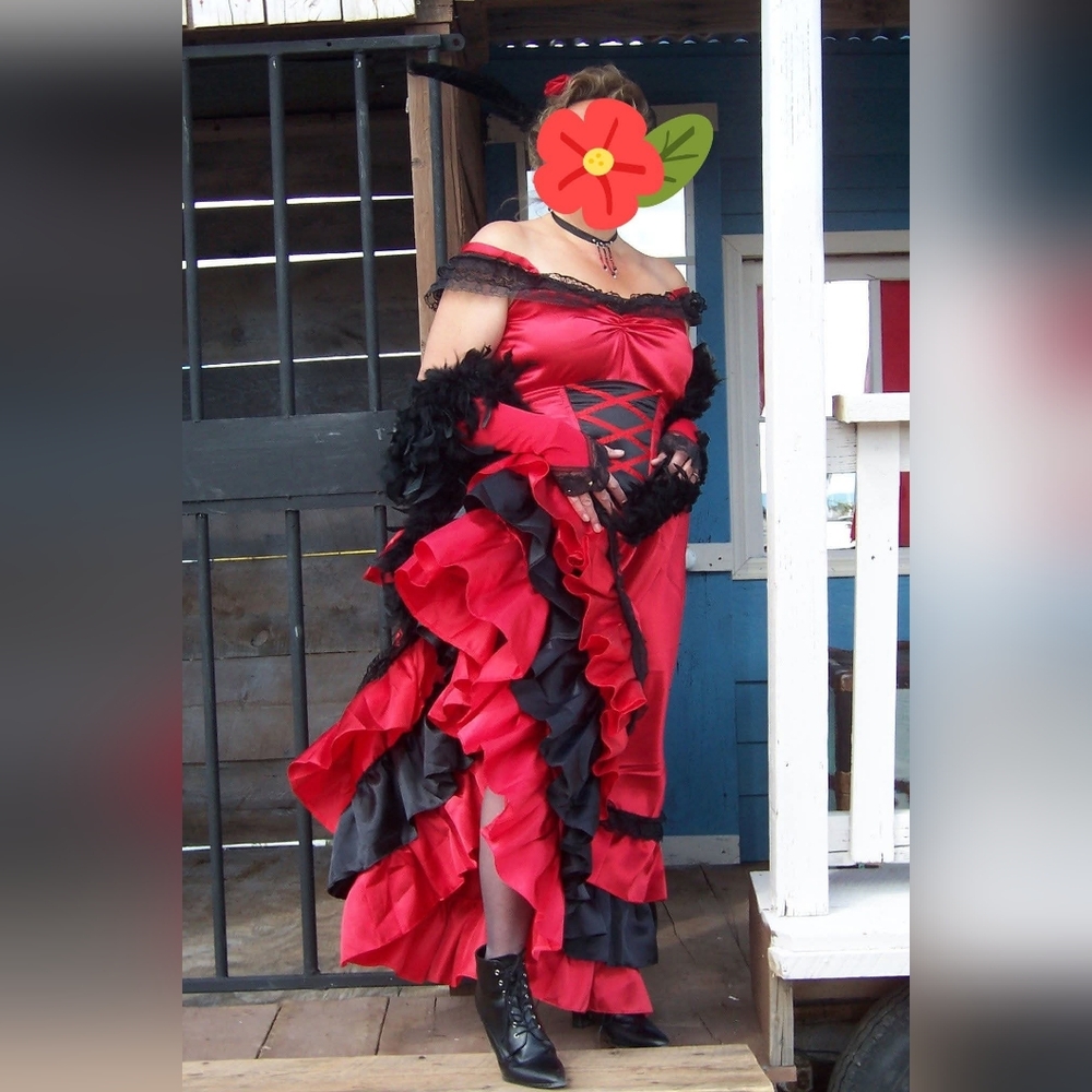Huge Lot of Saloon Girl Sweetie Costume Women's O/S (6-12) + Boots Fit Size US 9